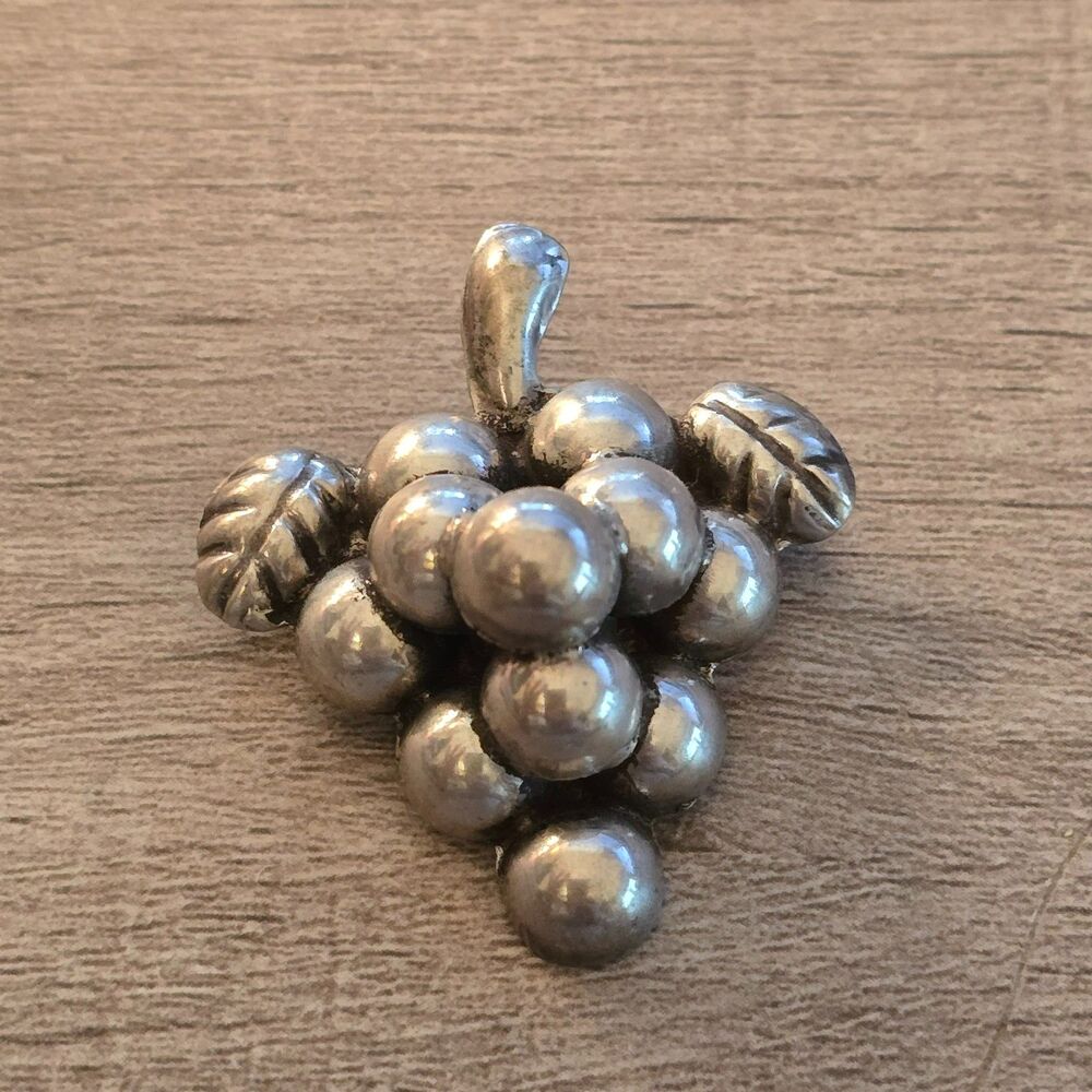 Mid Century Mexican Sterling Grape Cluster Brooch Pin